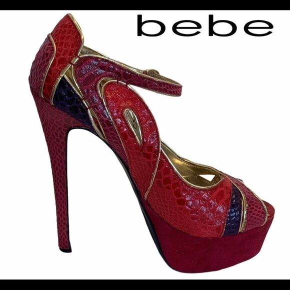 Bebe snakeskin print stilettos Sz 8.5 - Picture 10 of 10